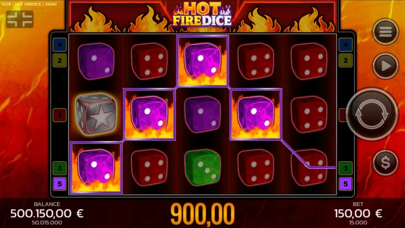 Hot Fire Dice - gra podstawowa i rozszerzający się symbol Fire Blaze